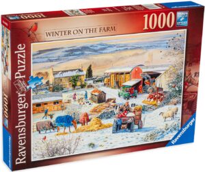 Пъзел Ravensburger от 1000 части - Зима във фермата