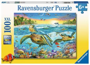 Пъзел Ravensburger от 100 XXL части - Mорски костенурки