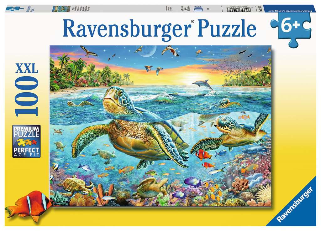 Пъзел Ravensburger от 100 XXL части - Mорски костенурки