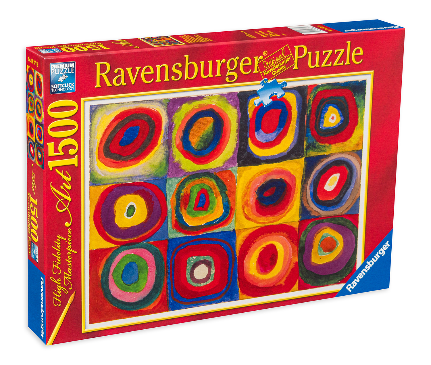 Пъзел Ravensburger от 1500 части - Квадрати с концентрични окръжности, Василий Кандински