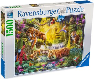 Пъзел Ravensburger от 1500 части - Тигри в джунглата