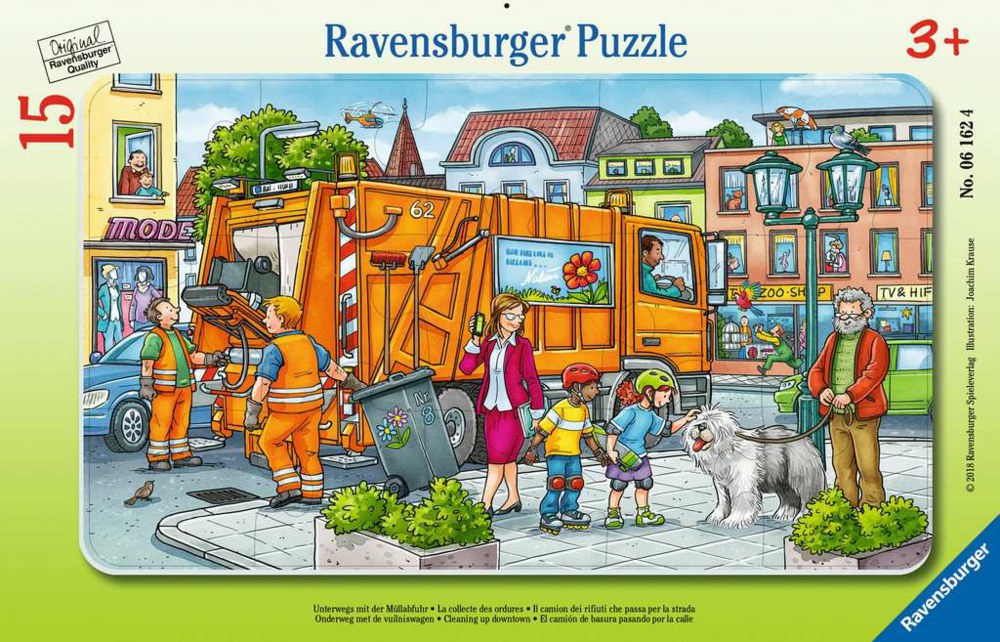 Пъзел Ravensburger от 15 части - Камион за събиране на боклук