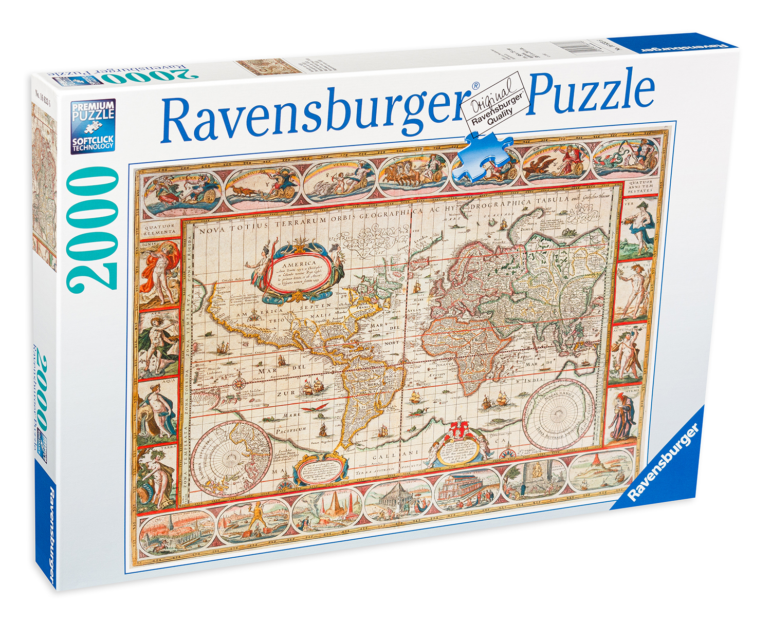 Пъзел Ravensburger от 2000 части - Древна карта на света от 1650