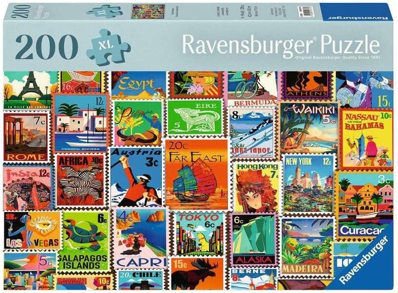 Пъзел Ravensburger от 200 XL части - Марки от пътувания