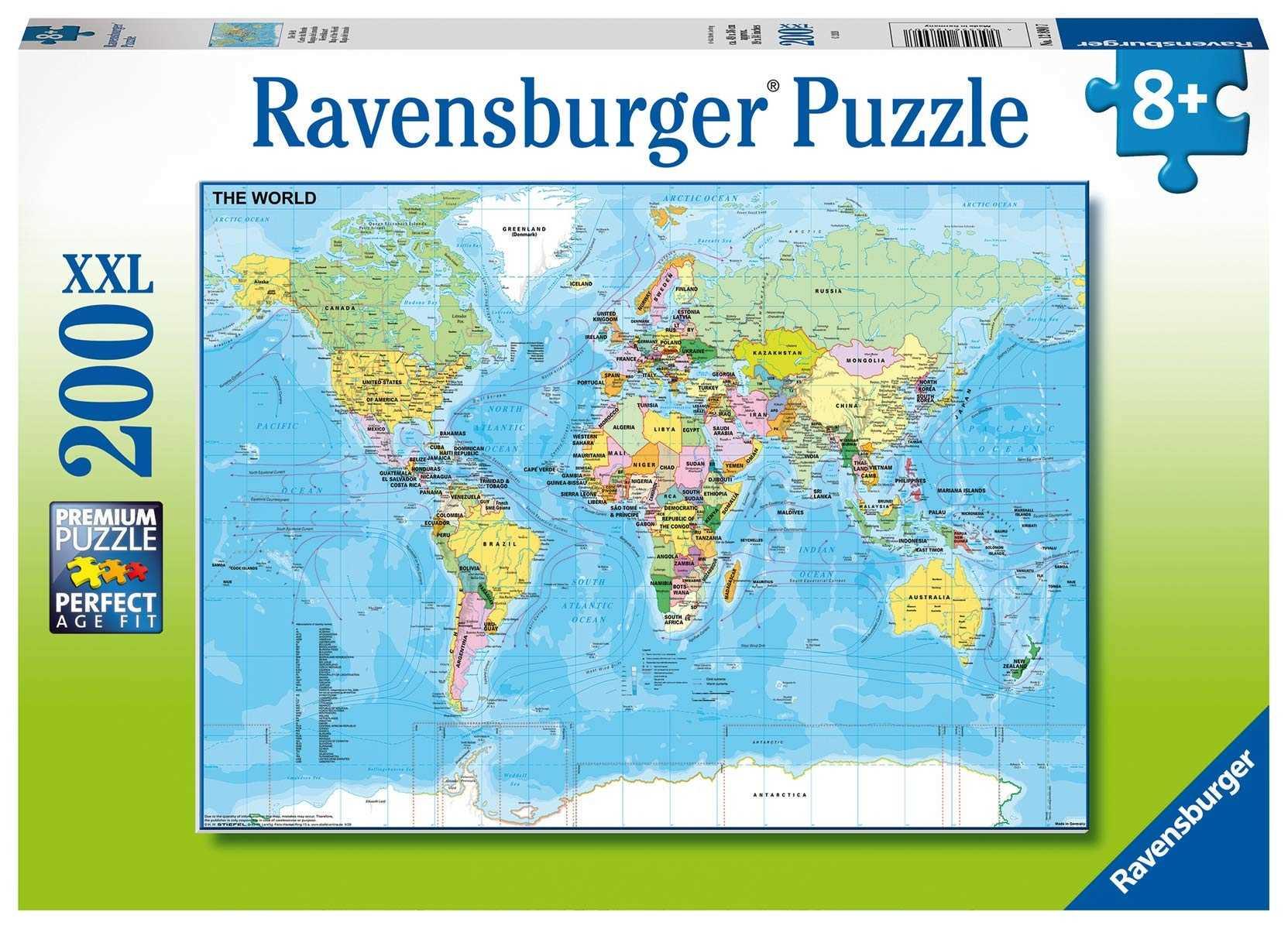 Пъзел Ravensburger от 200 XXL части - Световна карта