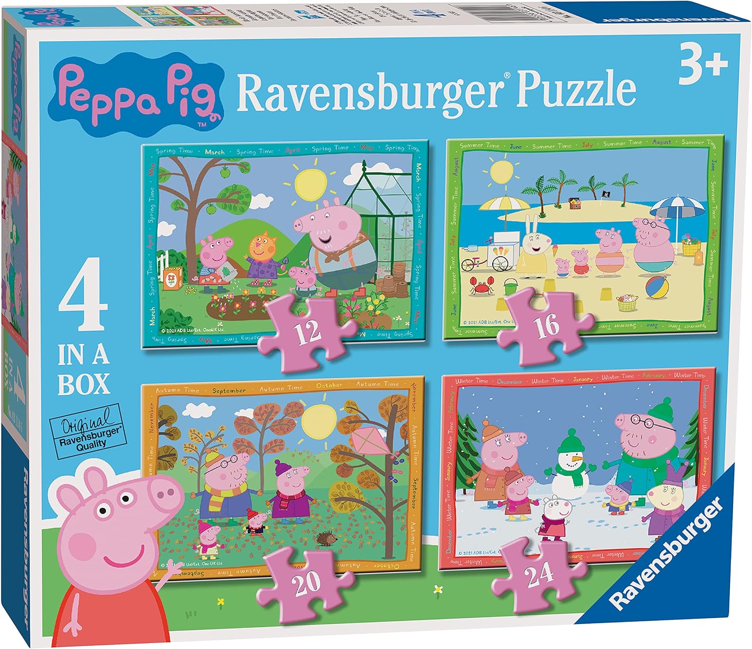 Пъзел Ravensburger от 24 части 4 в 1 - Прасенцето Пепа: Четири сезона
