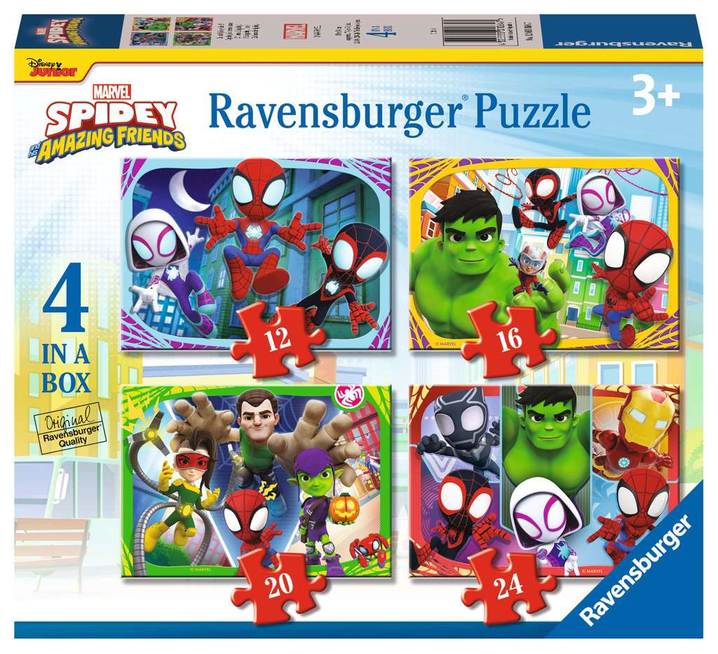 Пъзел Ravensburger от 24 части 4 в 1 - Спайди и невероятните му приятели