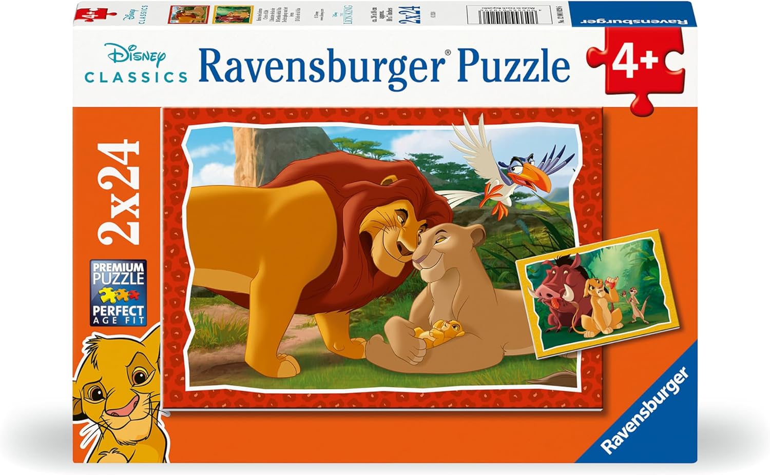 Пъзел Ravensburger от 2 х 24 - Цар лъв, Кръгът на живота