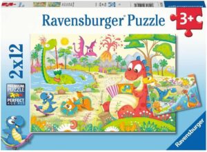Пъзел Ravensburger от 2 x 12 части - Любимите динозаври