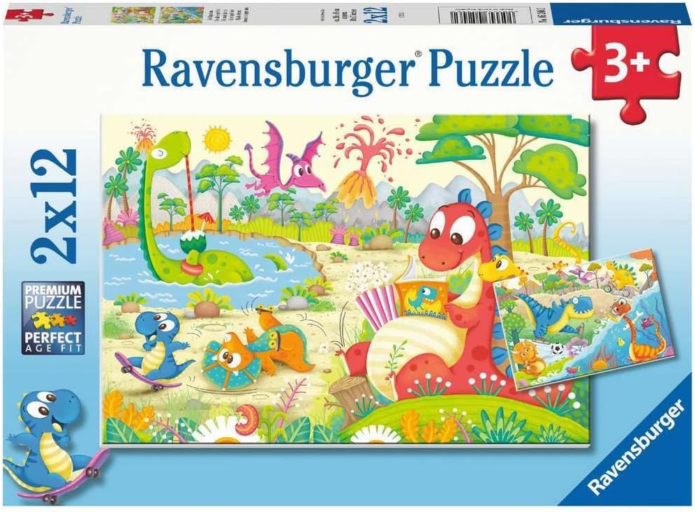 Пъзел Ravensburger от 2 x 12 части - Любимите динозаври