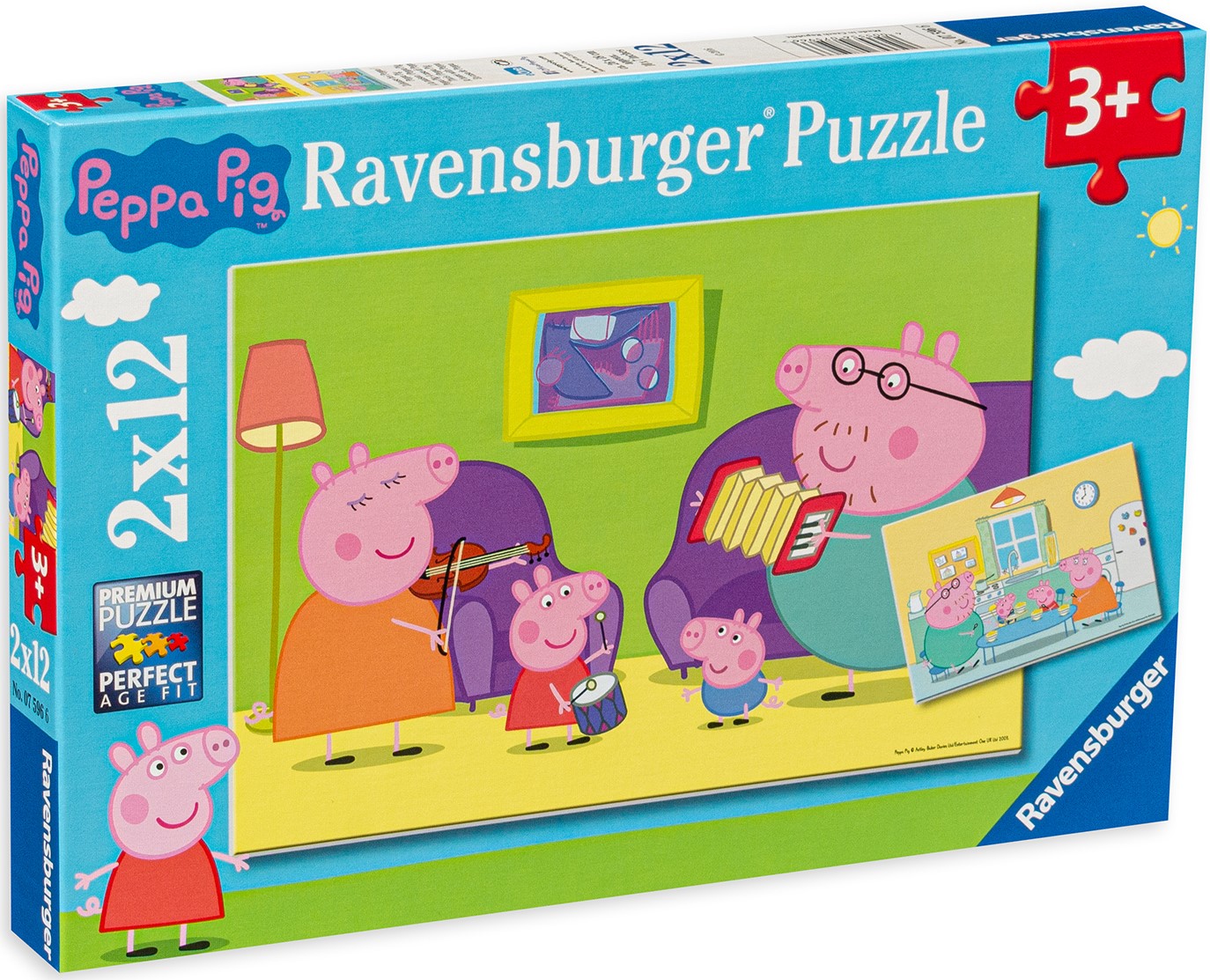Пъзел Ravensburger от 2 x 12 части - Прасенцето Пепа у дома