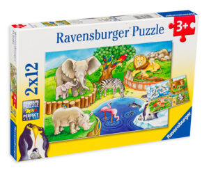 Пъзел Ravensburger от 2 x 12 части - Животни в зоопарка