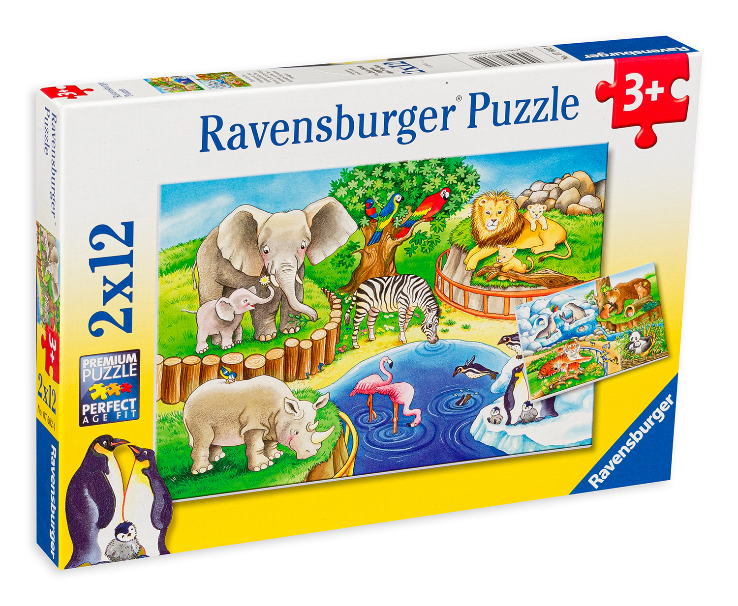 Пъзел Ravensburger от 2 x 12 части - Животни в зоопарка