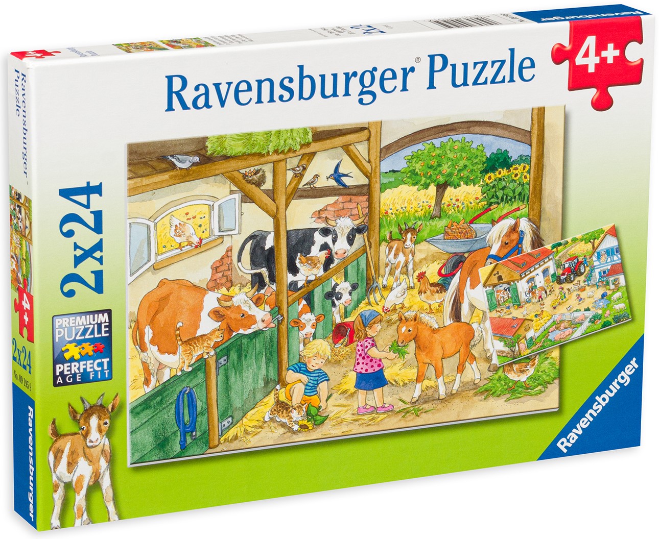 Пъзел Ravensburger от 2 x 24 части - Един ден във фермата