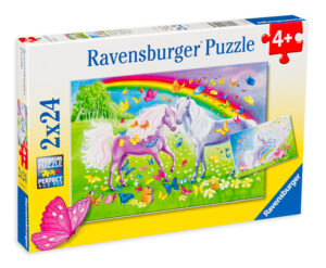 Пъзел Ravensburger от 2 x 24 части - Коне с дъга
