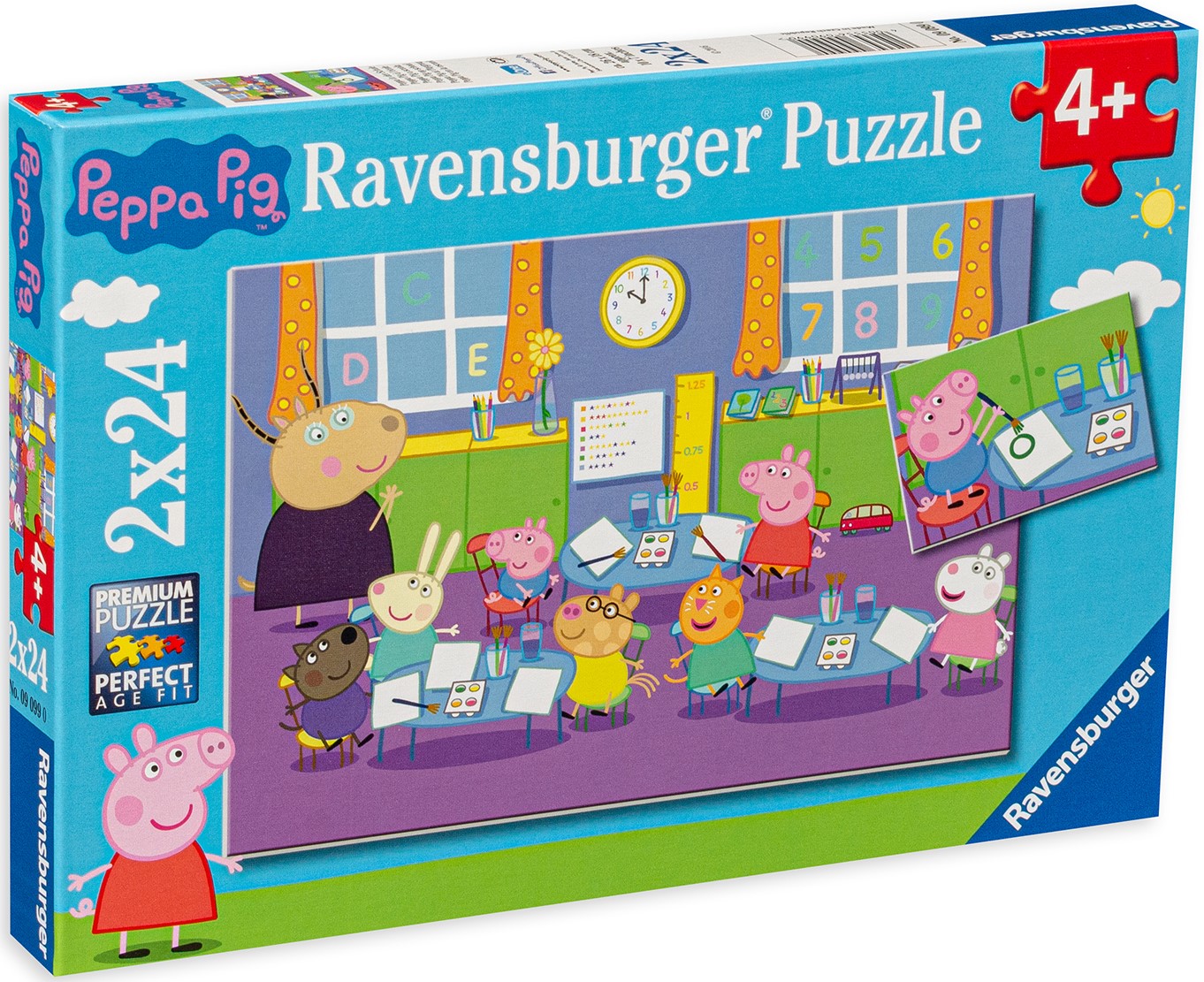 Пъзел Ravensburger от 2 x 24 части - Прасенцето Пепа в училище