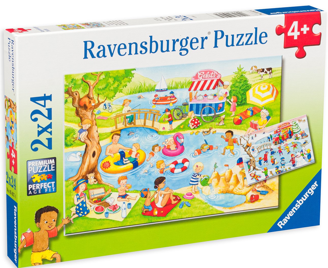 Пъзел Ravensburger от 2 x 24 части - Забавление при езерото
