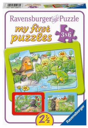 Пъзел Ravensburger от 3 х 6 части - Малки градински животни