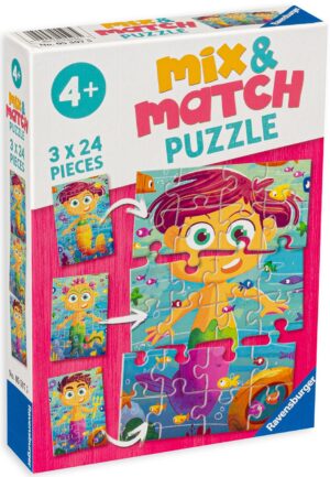 Пъзел Ravensburger от 3 x 24 части - Русалки и морски чудовища