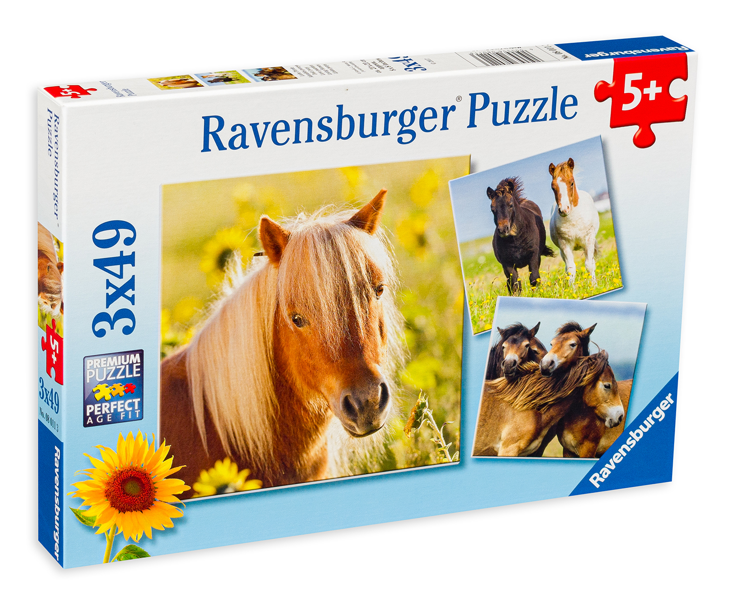 Пъзел Ravensburger от 3 x 49 части - Красиви коне