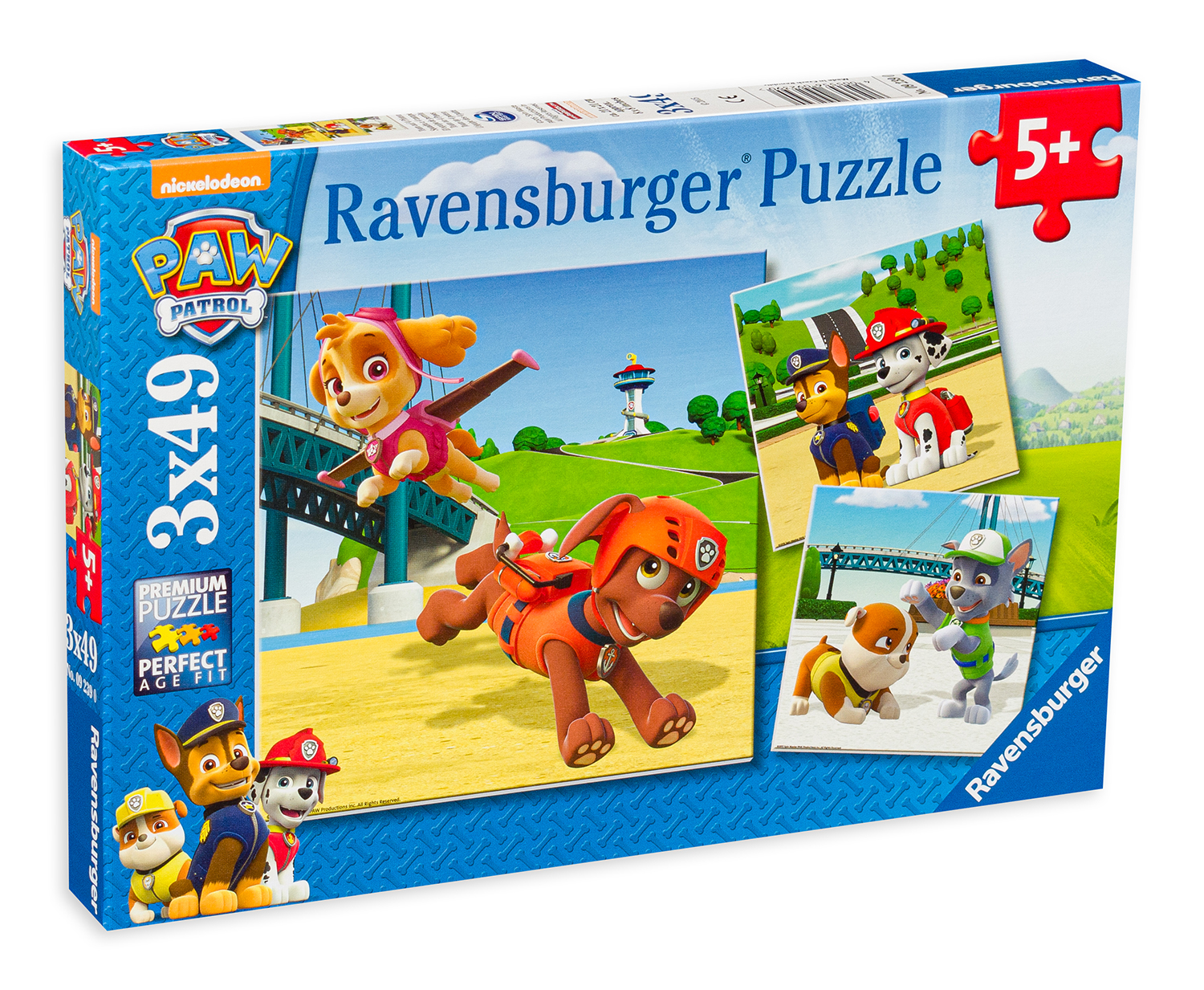 Пъзел Ravensburger от 3 x 49 части - Отбор 4 лапи, Пес Патрул