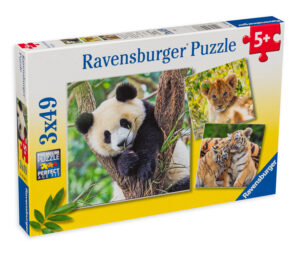 Пъзел Ravensburger от 3 x 49 части - Панда, тигър и лъв