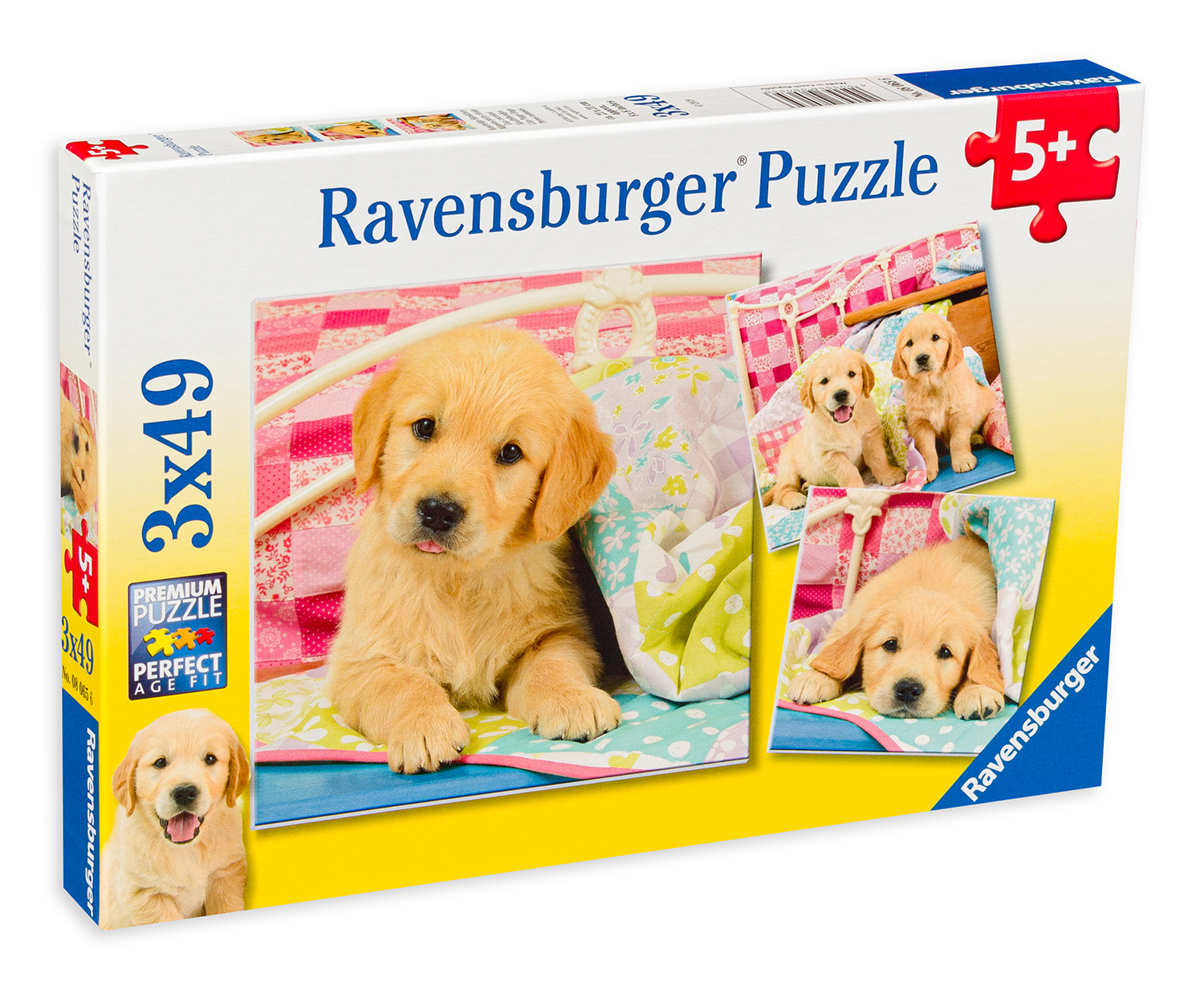Пъзел Ravensburger от 3 x 49 части - Сладки кученца лабрадори