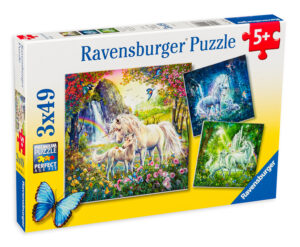 Пъзел Ravensburger от 3 x 49 части - Вълшебни еднорози