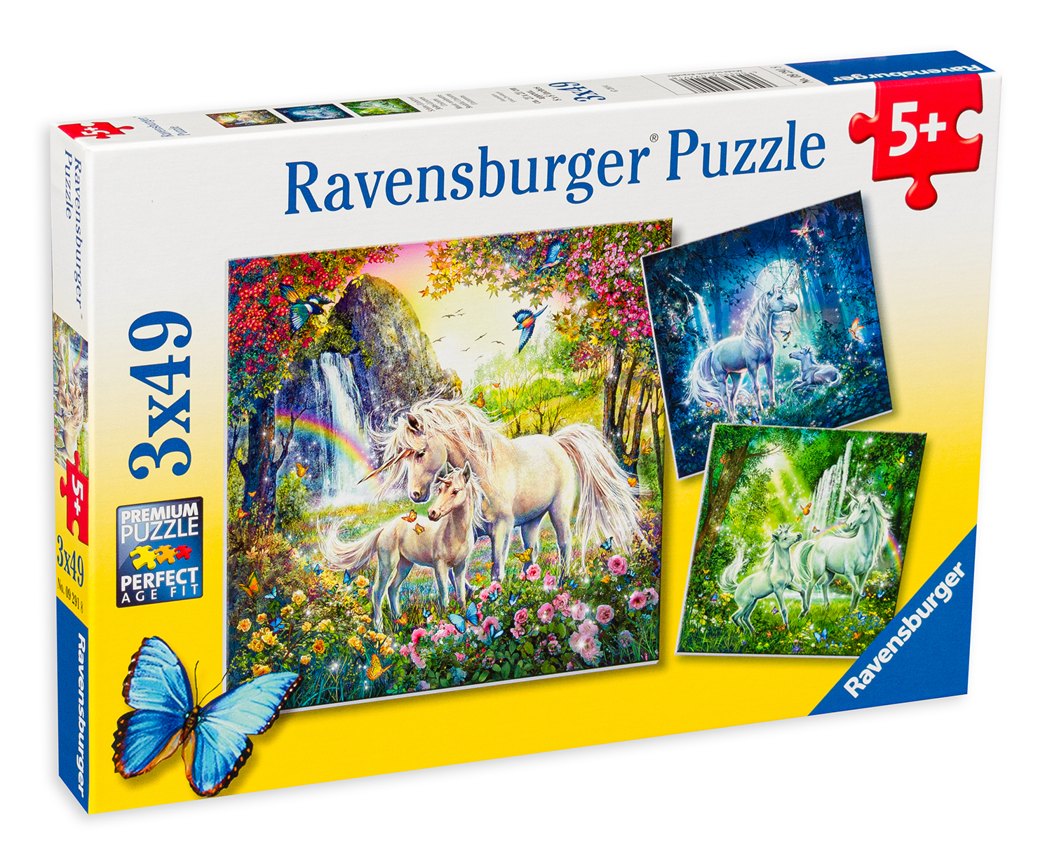 Пъзел Ravensburger от 3 x 49 части - Вълшебни еднорози