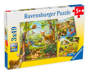 Пъзел Ravensburger от 3 x 49 части - Животински свят
