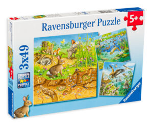 Пъзел Ravensburger от 3 x 49 части - Животни в природата