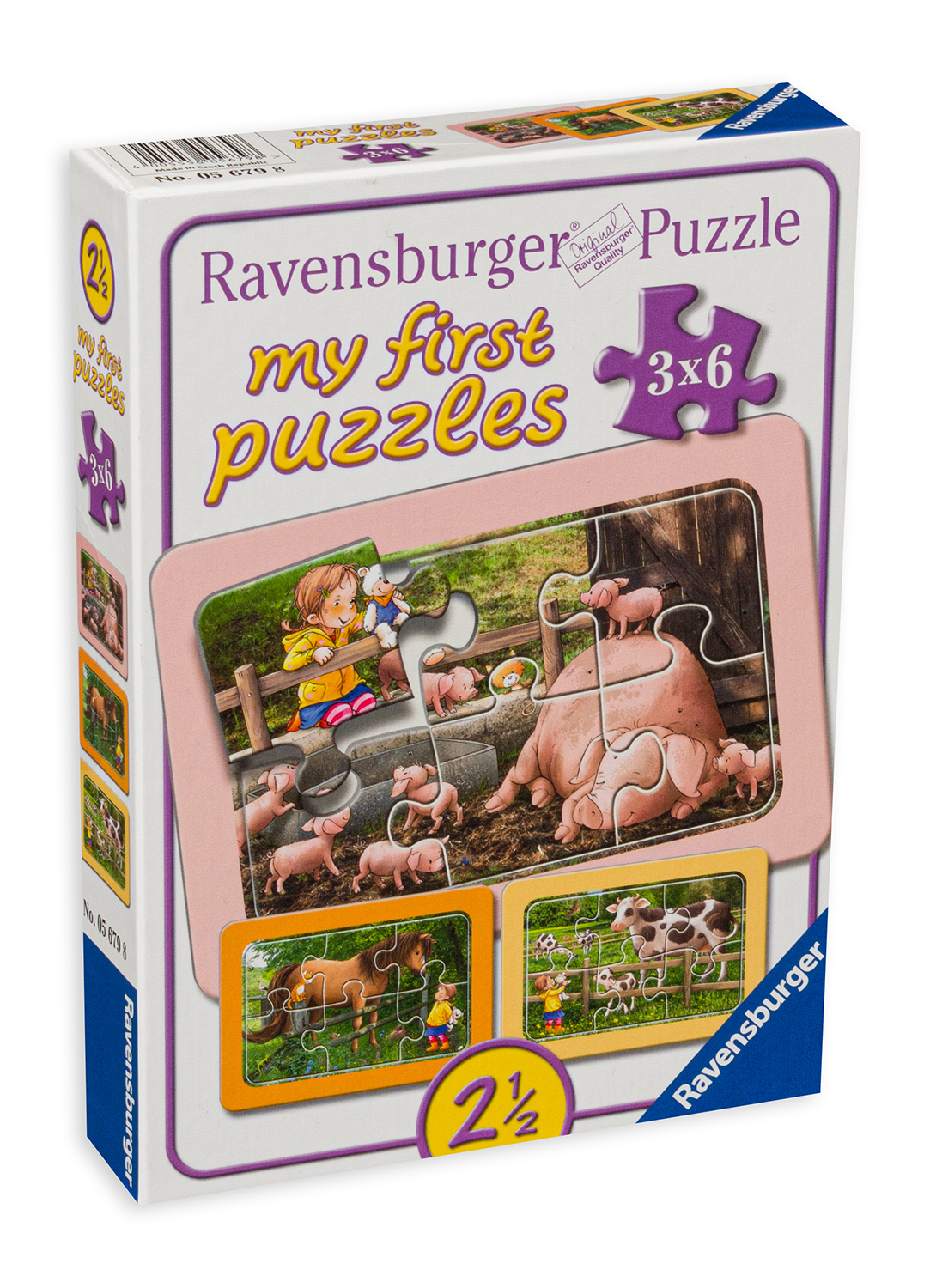 Пъзел Ravensburger от 3 x 6 части - Във фермата