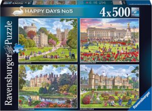 Пъзел Ravensburger от 4 x 500 части - Кралски резиденции Happy Days