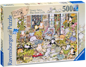 Пъзел Ravensburger от 500 части - Crazy Cats 12: Хубавият живот