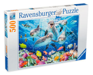 Пъзел Ravensburger от 500 части - Делфини в кораловия риф