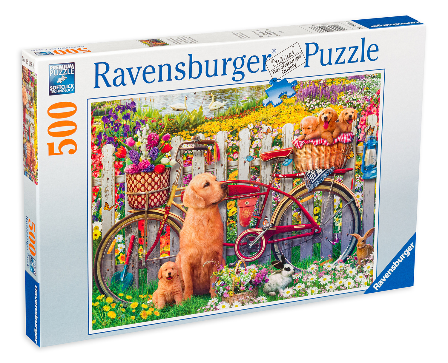 Пъзел Ravensburger от 500 части - Кученца в двора
