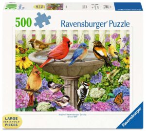 Пъзел Ravensburger от 500 XXL части - При къпалнята за птици