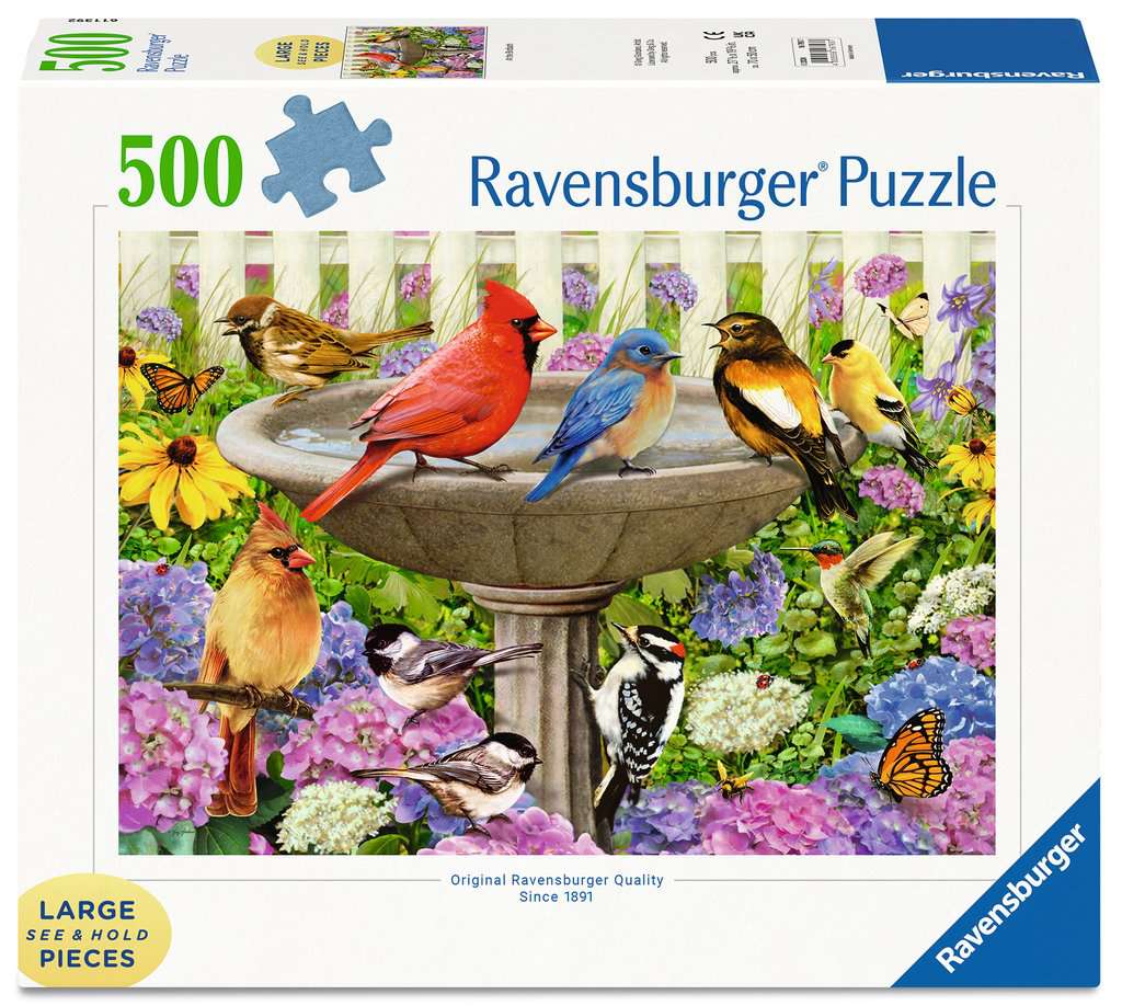 Пъзел Ravensburger от 500 XXL части - При къпалнята за птици