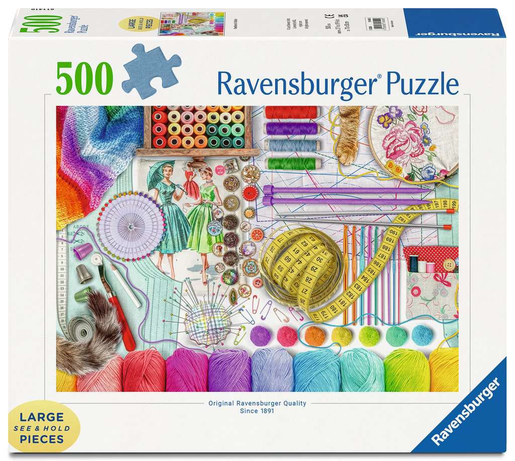 Пъзел Ravensburger от 500 XXL части - Станция за бродерия