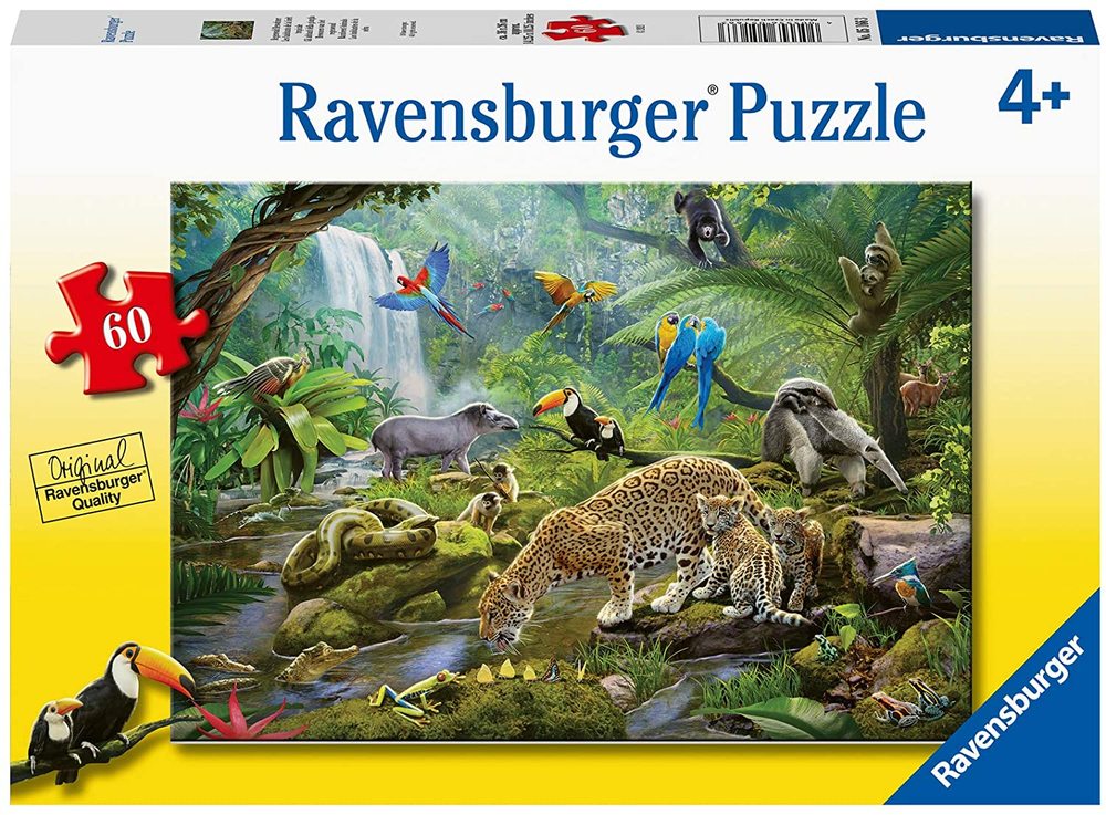 Пъзел Ravensburger от 60 части - Животни от дъждовните гори