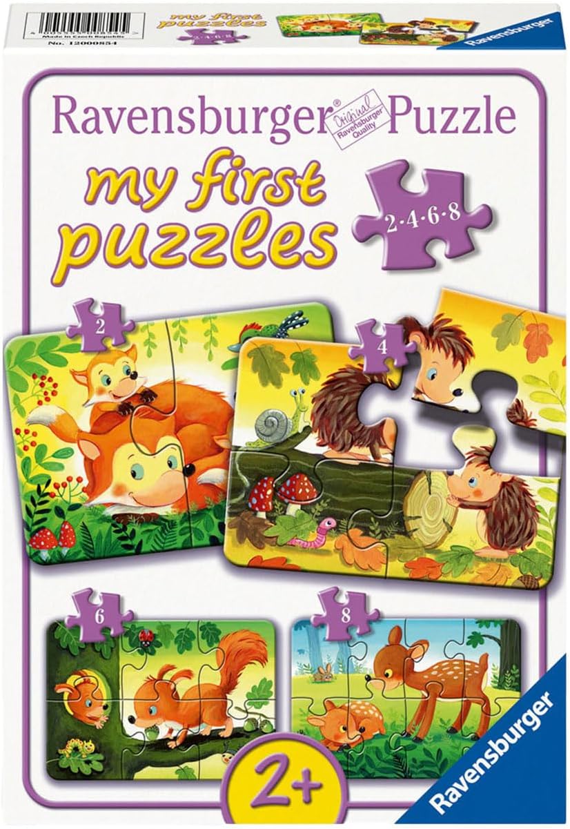 Пъзел Ravensburger от 8 части 4 в 1 - Моят първи пъзел: Забавление с горски животни
