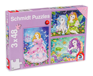 Пъзел Schmidt 3 в 1 - Цветни принцеси