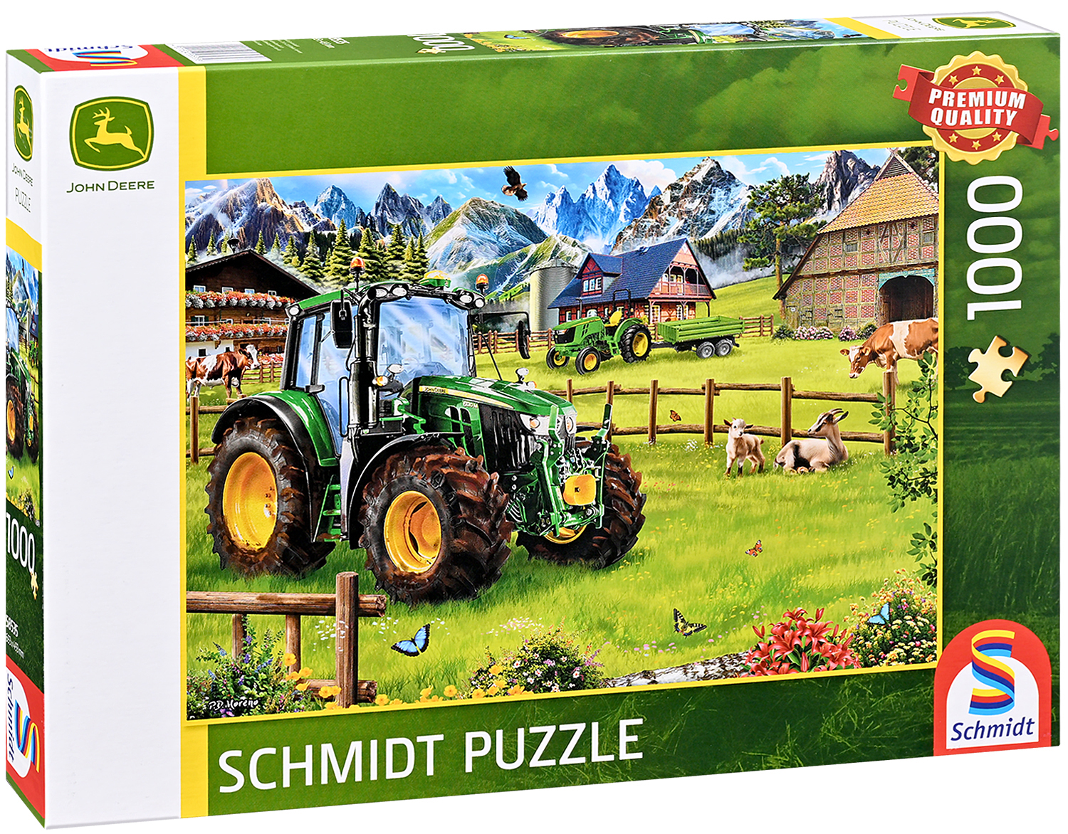 Пъзел Schmidt от 1000 части - Алпийско пасище с трактор John Deere 6120M