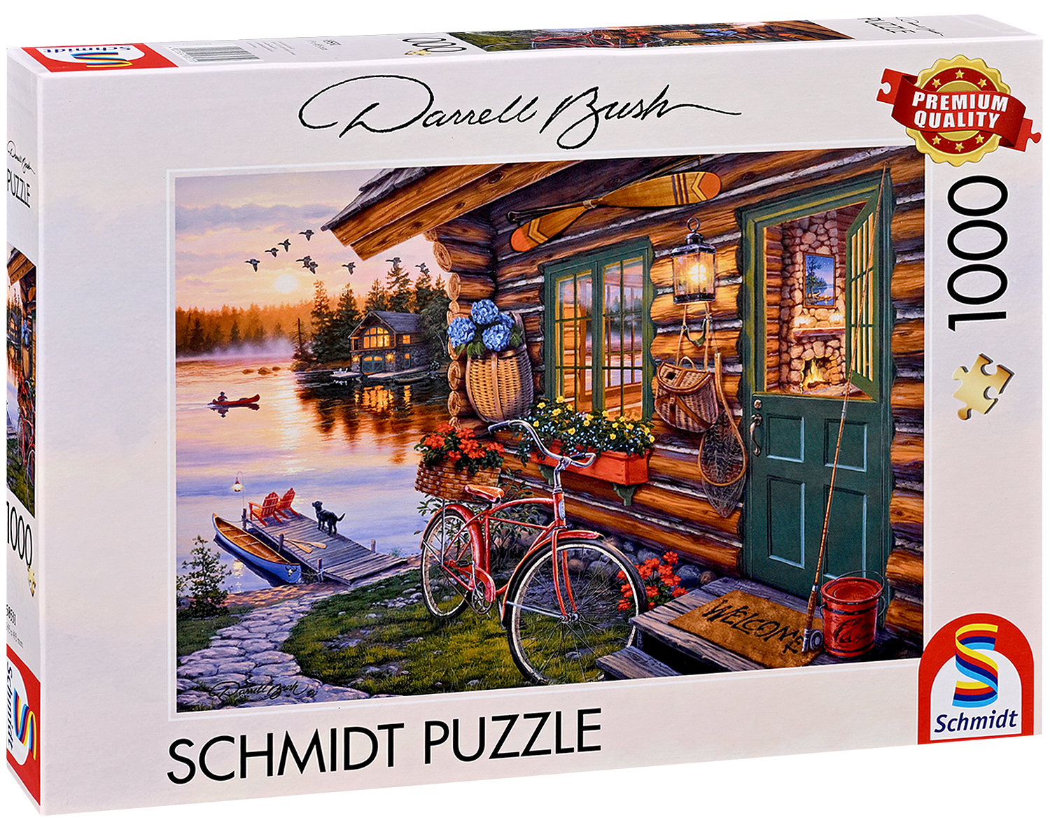 Пъзел Schmidt от 1000 части - Крайбрежна хижа с велосипед