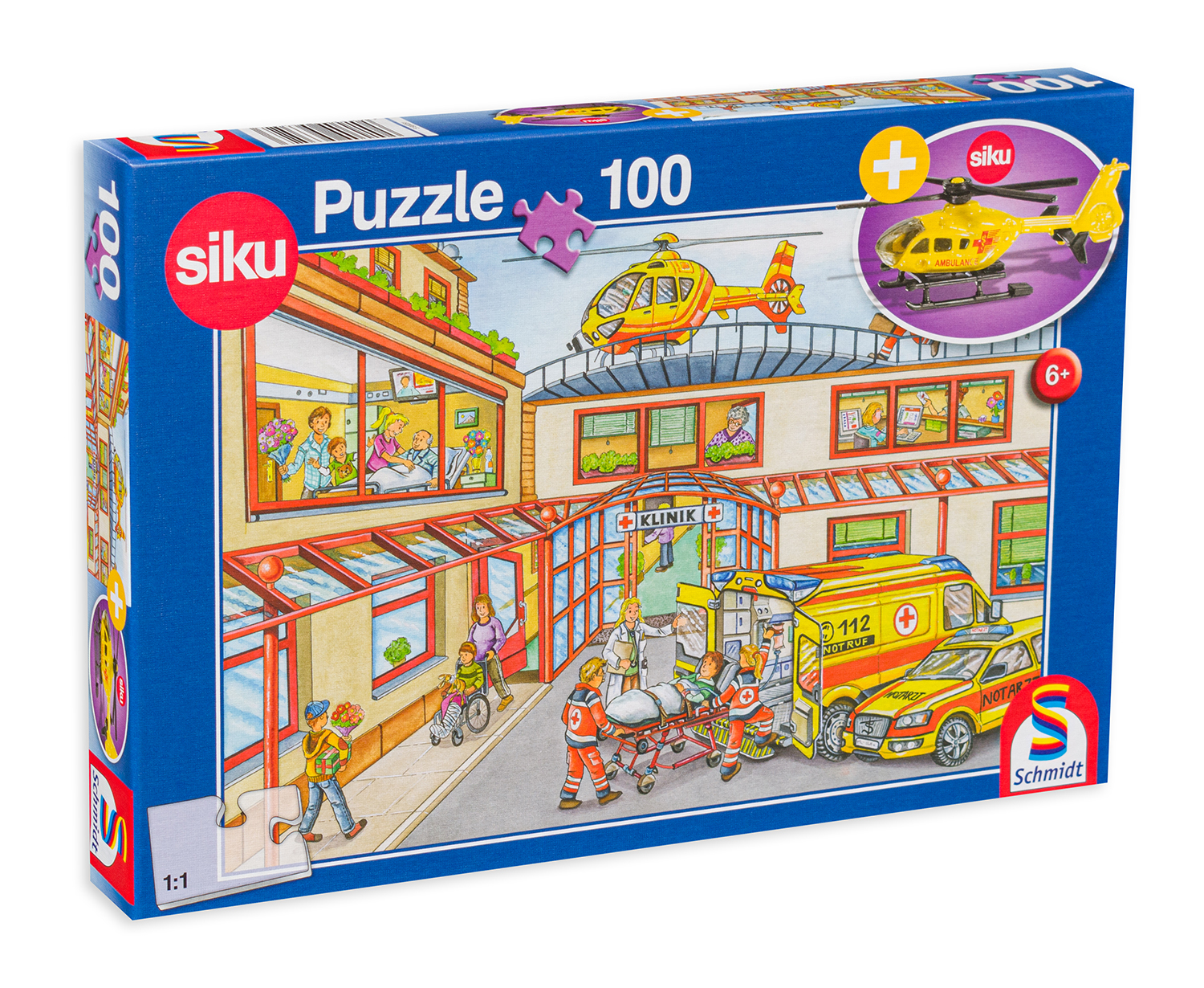 Пъзел Schmidt от 100 части - Спасителен хеликоптер, с фигурка