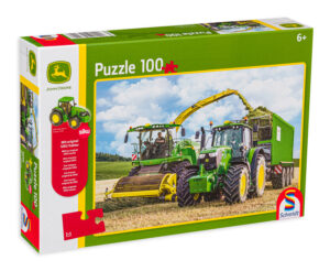 Пъзел Schmidt от 100 части - Трактор John Deere 6195M, с фигурка