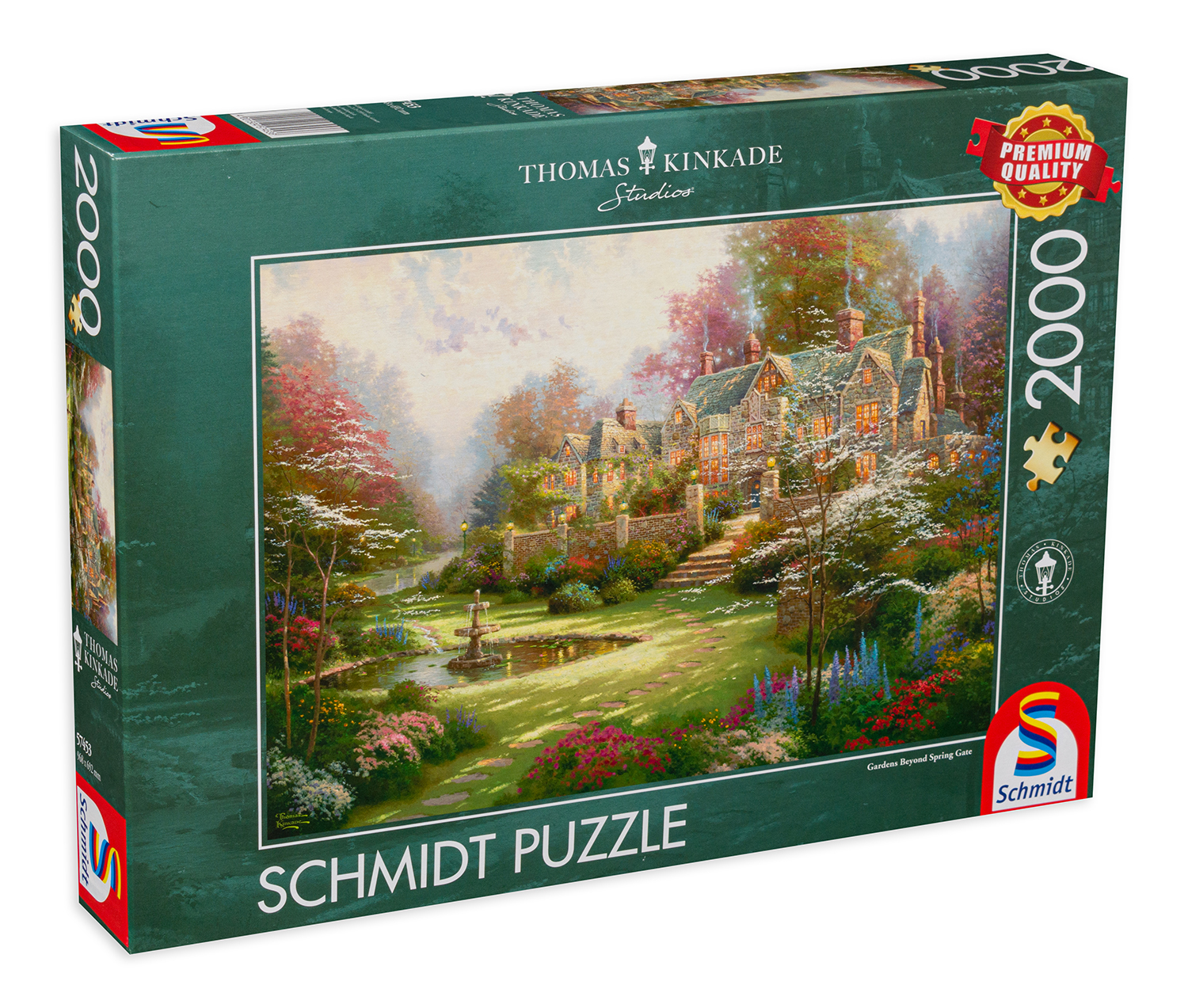 Пъзел Schmidt от 2000 части - Имението с градината през пролетта, Томас Кинкейд