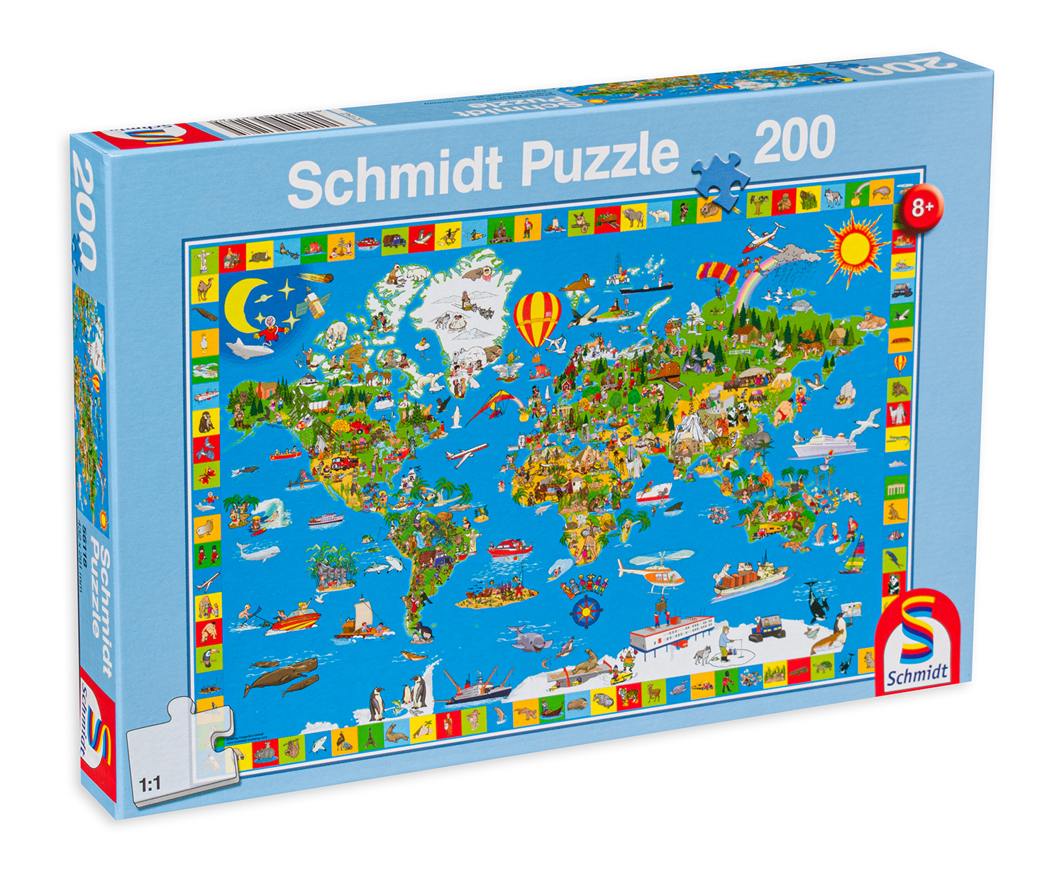 Пъзел Schmidt от 200 части - Карта на света