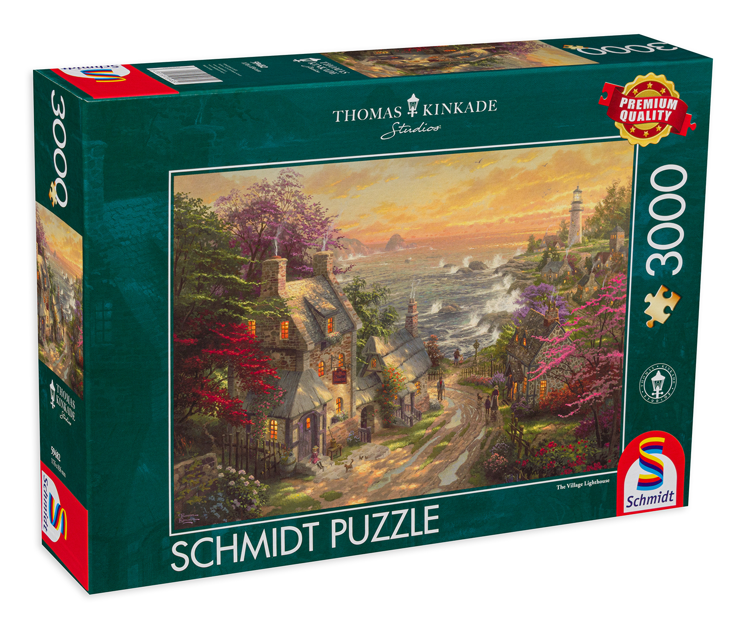 Пъзел Schmidt от 3000 части - Морски фар в селото, Томас Кинкейд