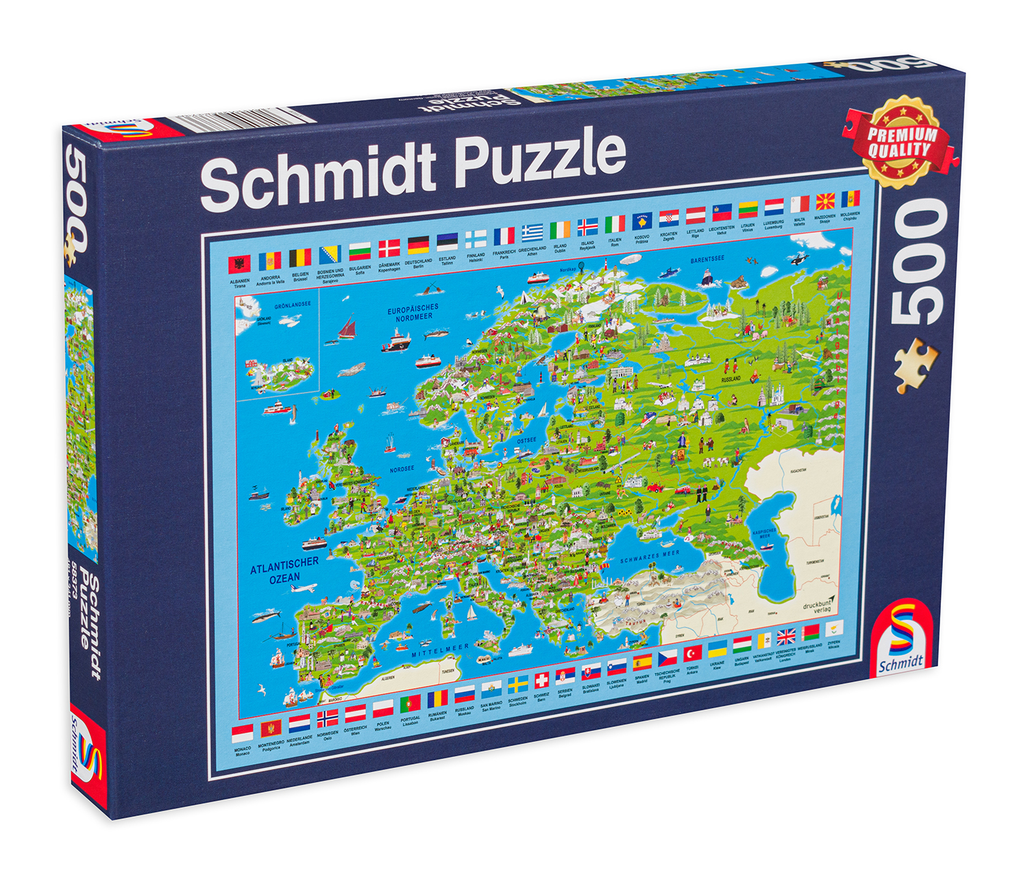 Пъзел Schmidt от 500 части - Преоткривай Европа